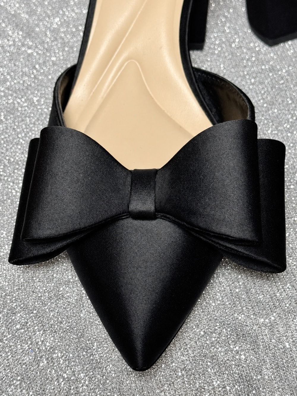 Jessica Simpson Black Pointed-Toe Slingback Bow Heels - Picture 9 of 10